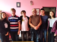 Ladislav Valeš with the student team during the recording for the project Stories of our Neighbors