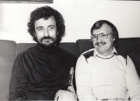 Richard Pogoda s Pavlem Dostálem, konec 80. let, u Pogodů doma, Olomouc