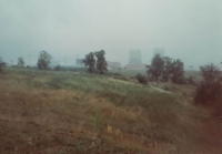 The Temelín nuclear plant construction on the site of of the former village Temelínec, early 1990s. 