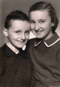 Jan Choděra with his sister Monika (1957)