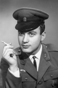 Josef Dufek during his military service between 1967–1969 (smoking)