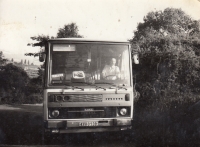Albert Iser driving a Karosa bus