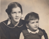 Josef Plíhal with his cousin Jiřina, 1951