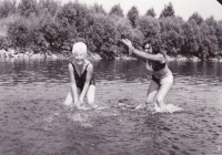 Swimming on the river Váh, 1970s.