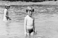 Zuzana Vytlačilová at the outdoor swimming pool in Sobotka, 1960
