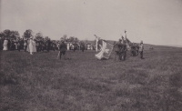 Ceremonial handing over of a flag to the 1st Cavalry Regiment
