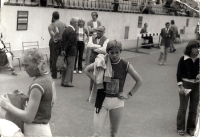 Before her first international start at the Družba games. 400 metre sprint, Praha - Strahov, 1978