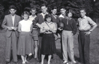 Karel Pyško (in the middle) on a trip in Řeka / 1951