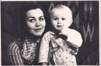 1976, with his mother