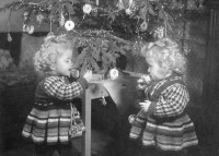 With her sister Krista, 1955