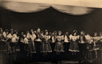 Jiří Kotlový during the performance, in the first row, the third one from the right. Zlín, Velké kino, January 24, 1944
