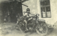 Marta Mezerová in Boskovice on a motorbike