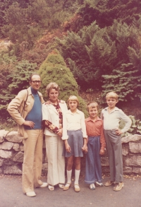With husband Miroslav and children Martina, Pavel and Jiří, the 1980s