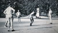 Jindřich Krepindl (standing at the back) in 1963 during a youth match in Šťáhlavy