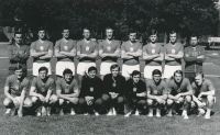 The Czechoslovakian national team during the preparation for the 1972 Olympic Games in the Federal Republic of Germany. Jindřich Krepindl is second from the right below