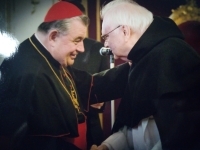 Prof. Tretera receives the Gold Medal of St. Vojtěch for Merit in the Field of Church Law from Cardinal Duka, May 12, 2015, Prague