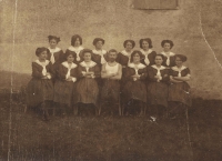 Kamila Šindelková (second from the left in the top row) as a Sokol member in Jevišovice
