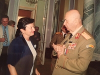 Eva Šothová with Romanian veterans II. of World War II, who participated in the battles in Slovakia at the reception of the Embassy of the Slovak Republic in Romania