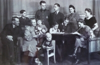 The family of Moudrýs in 1942 when they gathered for one last time in their entirety (the witness is standing over his father's left shoulder next to his eldest brother Georg, who was working as a German newsreel cameraman during the war )