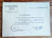 Certificate of employment at the Frýdlant spinning mill for Gertruda Blaschkova, doing night shifts, allowing her to walk in the streets after curfew (following WWII, Germans were not allowed to leave their homes between 9 pm and 5 am)