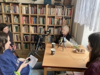 Recording an interview with Olga Handlova for the project Stories of our Neighbours