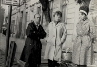 From left: Milan Kopecký, MUDr. Kvapilová (family friend), wife Emílie, 1960s, Olomouc