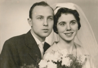 Milan Kopecký and Emílie Kopecká, wedding day, 1961, Pardubice