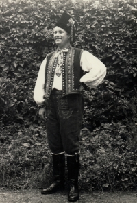 Rudolf Pogoda, Richard Pogoda's father, in folk costume at the 1955 Spartakiad 