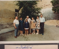 Parents, grandfather, and grandmother Šediví in Nabdín, 1970s. From the left Mr. Šedivý, father-in-law and mother-in-law Eva, dad, mom, sister, and Václav