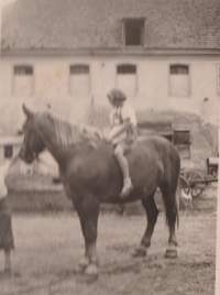 Sister Eva on horseback