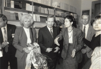 Olga Havlová, Václav Havel, Ada Kolmanová and Urban Westling, Anna-Lena Lövberg at the Charta 77 Foundation. (1992)