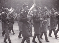 The band in the parade for the unveiling of the TGM monument, October 28, 1968