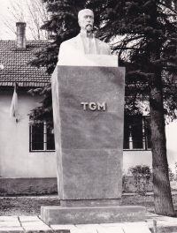 The Tomáš Garrigue Masaryk monument, October 28, 1968 in Liptál
