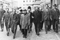 Václav Krajník (fourth from the left in the hat) studied at a seminar at the University of Technology with high-ranking Communist Party members who held political positions in the energy sector