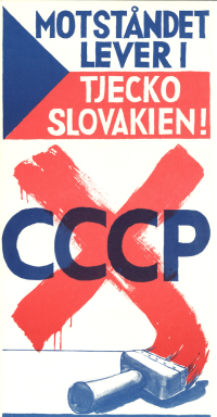 Poster for a demonstration in Stockholm with the headline Resistance lives in Czechoslovakia. (1981)
