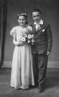 Ladislav Tomas with his cousin Blanka Kotková in the late 1940s