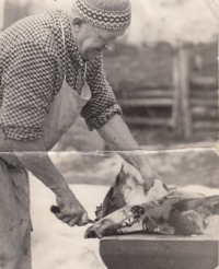 Božena's dad at work - he was a butcher