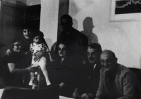 Family photo - from the left, Zuzana's mother Magda, above her Zuzana with her daughter Danka, next to them her husband Michal, below his parents and on the far right Zuzana's father František.
