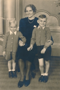 Antonín Lébr with his mother and his brother, Jiří, Prague, 1947