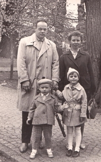 With husband and children, 1963