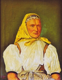 Prababička Heleny Vavrošové Kateřina (narozená 1834) / portrét od malíře Josefa Rašky