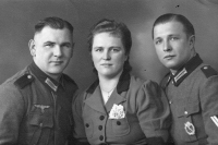 Cousins of the witness's mother, Johann (right) and Alfréd and his wife, around 1940