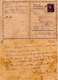 1st letter from the detention in Zlín, 1 February 1943
