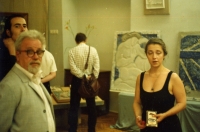 Yaroslava and her father, Yurii Volnenko, at the diploma project defense, 1999
