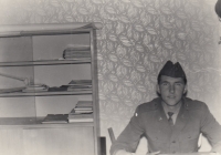 Dušan Perička in the office during military service; Plzeň-Bory, circa 1976