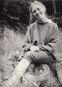 Irena Kvapilová on her honeymoon, Bohemian Forest, 1990 