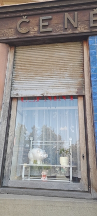 The window of the father and grandfather's former butcher shop