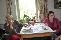 In her "atelier" with granddaughter Vendula Skalová, 2015