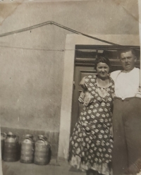 Grandparents Hornickýs at their farm