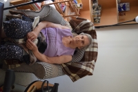 Current photo of the Zuzana Diamantová, witnesses of history, during recording in the Ohel David retirement home in Bratislava, in 2023. (number four)

